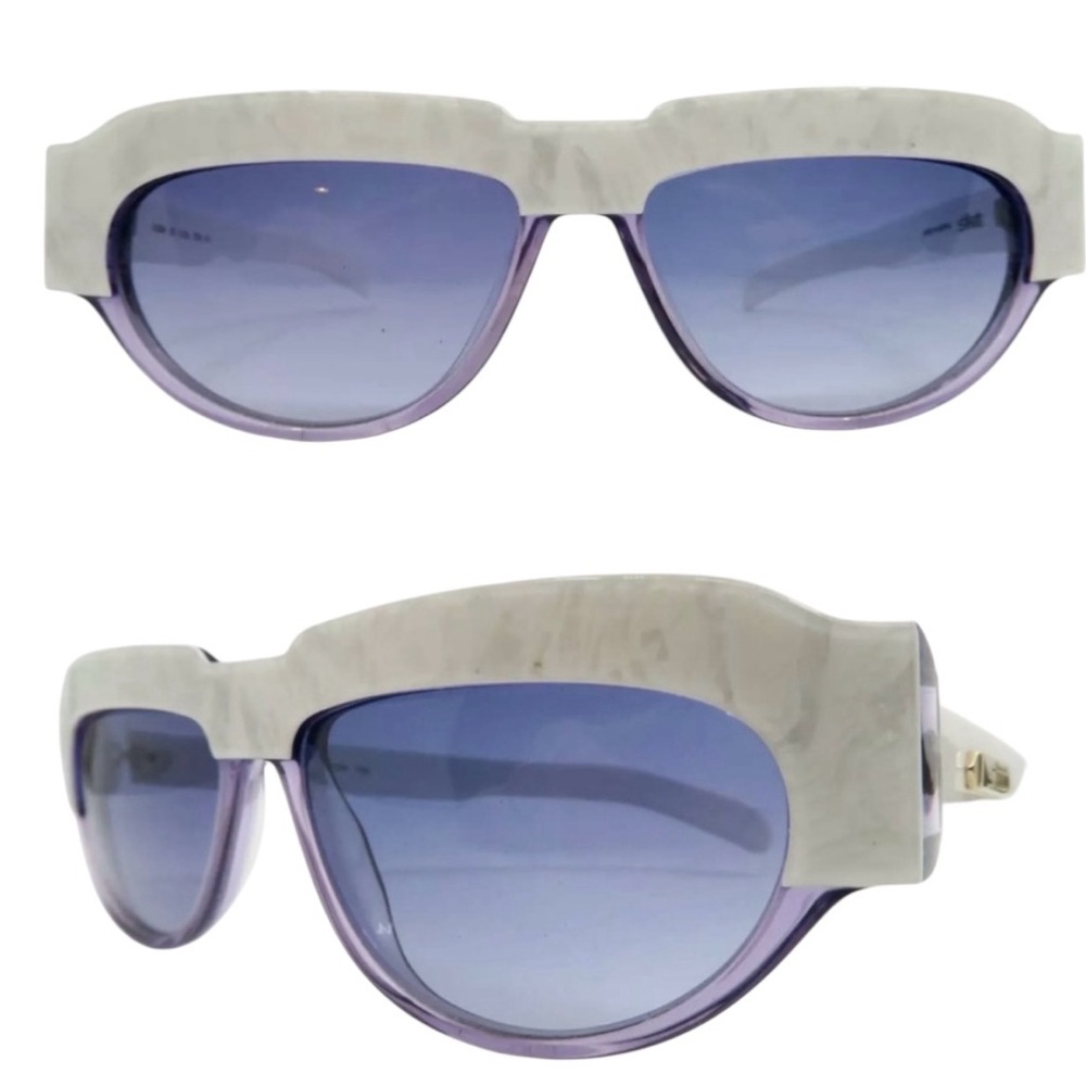 1980’s Silhouette Angular Sunglasses, Colorblock Purple white, Mod 3096, Austria - Picture 2 of 6